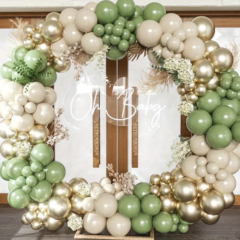 Green & White Balloons